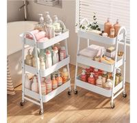 StowBin Carrello in metallo a 3 ripiani, Metallo Carrellino 3 piani dei Libri Carrello Portaoggetti, con ruote, per soggiorno, bagno, ufficio e camera da letto, bianco