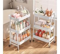 StowBin Carrello in metallo a 3 ripiani, Rollwagen Metall, Metallo Carrellino 3 piani dei Libri Carrello Portaoggetti, con ruote, per soggiorno, bagno, ufficio e camera da letto, Bianco