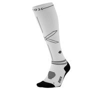STOX Energy Socks, Calzini sportivi da uomo, classe di compressione, 23-32 mmHg, plantare imbottito, calze a compressione, calze sportive, calze a compressione, bianco / grigio, XL