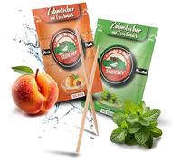Stoxser 300 stuzzicadenti con gusto, confezione da 2 pezzi, pesca e menta/mentolo, rivoluzione del gusto stuzzicadenti, gusto senza gomma, supporto per dentifricio, rimozione del tartaro, filo