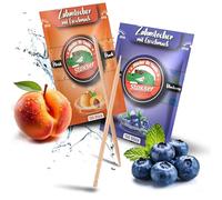 Stoxser 300 stuzzicadenti con gusto, confezione da 2 pezzi, pesca e mirtillo, rivoluzione del gusto, stuzzicadenti, senza gomma, supporto per dentifricio, rimozione del tartaro, filo interdentale