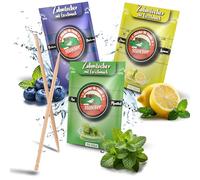 Stoxser 450 stuzzicadenti con gusto, confezione da 3 mirtilli e limone/limone e mentolo, rivoluzione del gusto stuzzicadenti, gusto senza gomma, supporto per dentifricio, filo interdentale senza