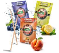 Stoxser 450 stuzzicadenti con gusto, confezione da 3 mirtilli e limone/limone e pesca, rivoluzione del gusto stuzzicadenti, senza gomma, supporto per dentifricio, filo interdentale senza zucchero