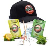 Stoxser Cappellino nero con 300 stuzzicadenti con gusto stuzzicadenti, senza gomma, supporto per dentifricio, spazzolino da denti, rimozione tartaro, filo interdentale, senza zucchero (nero)