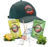 Stoxser Cappellino verde con ratis 300 stuzzicadenti con gusto stuzzicadenti, senza gomma, supporto per dentifricio, spazzolino da denti, rimozione tartaro, filo interdentale, senza zucchero (verde)