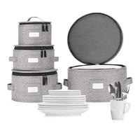 STOZU Set di 4 contenitori in porcellana per stoviglie, guscio rigido e impilabile, dimensioni: 30,5 cm - 25,4 cm - 21,6 cm e 17,8 cm W - 48 separatori per piatti inclusi