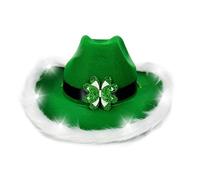 StPatrick Green Clovers Fedora Cappello irlandese NationalDay Celebration Puntelli Copricapo StPatricks Day Hat