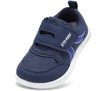 STQ KIDS Scarpe Bambini Barefoot Zero Drop Punta Larga Suola Bambina Bambino Ginnastica Antiscivolo per Primi Passi Tutto Navy Bianco 28 EU/L11