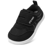 STQ KIDS Scarpe Bambini Barefoot Zero Drop Punta Larga Suola Bambina Bambino Ginnastica Antiscivolo per Primi Passi Tutto Nero 23 EU/T6