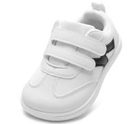 STQ KIDS Scarpe Barefoot Bambini Suola Zero Drop Punta Larga Ginnastica Bambina Bambino Antiscivolo per Primi Passi Asilo/Scuola/Gioco Bianco 25 EU/T8