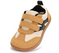 STQ KIDS Scarpe Barefoot Bambini Suola Zero Drop Punta Larga Ginnastica Bambina Bambino Antiscivolo per Primi Passi Asilo/Scuola/Gioco Marrone Chiaro 28 EU/L11