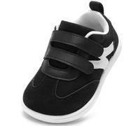 STQ KIDS Scarpe Barefoot Bambini Suola Zero Drop Punta Larga Ginnastica Bambina Bambino Antiscivolo per Primi Passi Asilo/Scuola/Gioco Nero 24 EU/T7