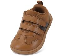 STQ KIDS scarpe per ragazzi con spazio ampio per le dita, scarpe per primi passi per bambini, antiscivolo, sneakers per bambini, morbide e leggere con cinturino a gancio e occhiello, marrone, 26 EU