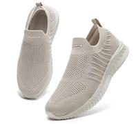 STQ Scarpe da Ginnastica da Donna con Memory Foam, Misura 38, Mocassini, Tortora, 41 EU