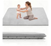 Stqyeiw Tappeto Gioco Bambini 50 x 100 cm x2cm Extra Spesso Tappeto Gioco Neonato Impermeabile Tummy Time Neonati Grigio Argento