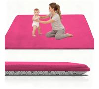 Stqyeiw Tappeto Gioco Bambini 50 x 80 cm x2cm Extra Spesso Tappeto Gioco Neonato Impermeabile Tummy Time Neonati Rosso Rosa