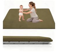 Stqyeiw Tappeto Gioco Bambini 60 x 200 cm x2cm Extra Spesso Tappeto Gioco Neonato Impermeabile Tummy Time Neonati Verde Militare