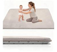 Stqyeiw Tappeto Gioco Bambini 70 x 100 cm x2cm Extra Spesso Tappeto Gioco Neonato Impermeabile Tummy Time Neonati Crema