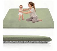 Stqyeiw Tappeto Gioco Bambini 90 x 100 cm x2cm Extra Spesso Tappeto Gioco Neonato Impermeabile Tummy Time Neonati Verde Erba
