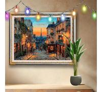 Strada 5D Diamond Painting Kit Completo con Crystal Art e Diamantini per Adulti,Parigi Pittura Diamante Fai Da Te Grandi (50x40cm),Strass Ricamo a Punto Croce per Decorazione Casa e Pareti 58F-2283