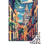 Strada Centro Storico Europeo Puzzle 1000 Pezzi Carta per Adulti Atmosfera Città al Tramonto Gioco di Puzzle 1000 Pezzi Relax Decorazione Regalo 52x38cm/1000pcs