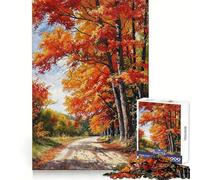 Strada d'Autunno per Adulti Puzzle da 1000 Pezzi Esercizio di Logica Ricreazione Tranquilla Bordi Puliti Regalo Delizioso (50X75CM)