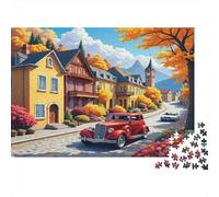 Strada del Borgo Autunno Puzzle 1000 Pezzi per Adulti Materiale in Cartone Riciclato Scenario Via del Borgo Riduce l'Ansia 38x26cm Regalo di Natale