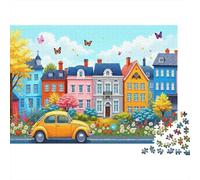 Strada della casa colorata 1000 Auto di Beetle Vintage Pezzi Puzzle Cartone Extra Spesso Più Venduto Compleanno Coppia Sviluppo Perfetto Anti Stress Adulti Festa Vacanze 70x50cm/1000pcs