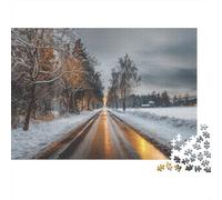 Strada della neve invernale Jigsaw Puzzle Impossible 1000 Pezzi Foresta di Rime Decorazione Per La Casa. Giochi Rilassamento E Intelligence Per Adulti E Ragazzi Da 14 Anni 1000pcs (75x50cm)