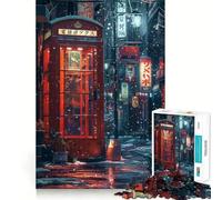 Strada giapponese innevata con cabina telefonica rossa - Puzzle da 1000 pezzi per adolescenti - Stimola la memoria - Tranquillo - Taglio di alta qualità - Regalo sincero (50x75cm)