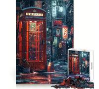 Strada giapponese innevata con cabina telefonica rossa - Puzzle da 1000 pezzi per adulti - Gioco di allenamento mentale - Immagine rilassante da assemblare - Regalo perfetto (38x52cm)
