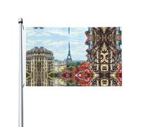 Strada in città di Parigi Bandiere da giardino modellate, bandiere decorative su entrambi i lati, adatte per prati, balconi, portici, ecc.