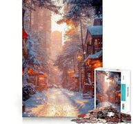 Strada innevata al tramonto - Puzzle da 1000 pezzi per ragazzi - Migliora la memoria - Gioco casual e rilassante - Design artistico con intagli nitidi (50x75cm)