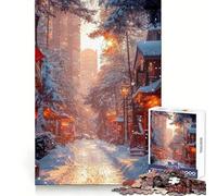 Strada innevata al tramonto - Puzzle da 1000 pezzi per ragazzi - Migliora la memoria - Gioco casual e rilassante - Design artistico con intagli nitidi (50x75cm)