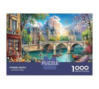 Strada parigina Jigsaw Puzzle Impossibili 1000 Pezzi Fiume Senna Decorazione Per La Casa. Rilassamento E Intelligence Per Adulti E Ragazzi Da 14 Anni 38x26cm/1000pcs