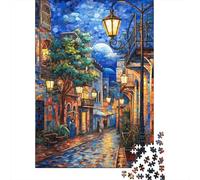 Strada romantica scena notturna Puzzle 1000 Pezzi Gioco di Puzzle Carta per Adulti relax concentrazione famiglia decorazione regalo 70x50cm/1000pcs