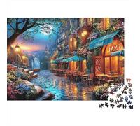 Strada Romantica Sera Puzzle 1000 Pezzi per Adulti Scena Notturna Gioco di Puzzle 1000 Pezzi Relax Decorazione Casa 70x50cm/1000pcs