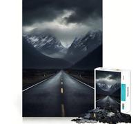 Strada tra le montagne nuvolose Puzzle da 1000 pezzi per adolescenti Stimola la memoria Rilassamento delicato Taglio premium Sorpresa di compleanno (38x52cm)