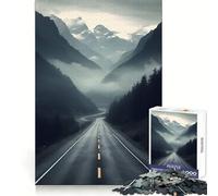 Strada tra montagne nebbiose - Puzzle da 1000 pezzi per adulti - Gioco di intelletto - Calma e relax - Taglio preciso - Articolo con tema Babbo Natale (38x52cm)