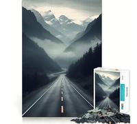 Strada tra montagne nebbiose - Puzzle per adulti da 1000 pezzi - Gioco intelligente e rilassante - Assemblaggio di motivi (38x26cm)