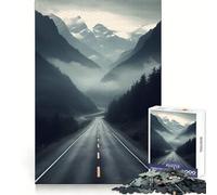 Strada tra montagne nebbiose - Puzzle per adulti da 1000 pezzi - Gioco intelligente e rilassante - Assemblaggio di motivi (38x26cm)