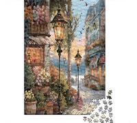 Strada Vintage Lampione Puzzle 1000 Pezzi Puzzle per Adulti Gioco di Puzzle 1000 Pezzi Tramonto Carta Relax Decorazione Regalo Famiglia 70x50cm/1000pcs