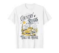 Strade di Campagna Portami Casa Cowboy Western Virginia Retro Maglietta