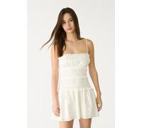 Stradivarius Abito corto spalline arricciato Bianco S