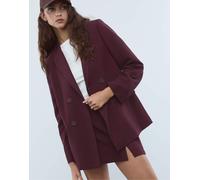 Stradivarius - Blazer doppiopetto bordeaux con bottoni-Rosso XS