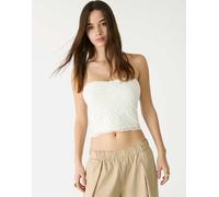 Stradivarius - Blonde - Top in pizzo a fascia écru-Bianco S