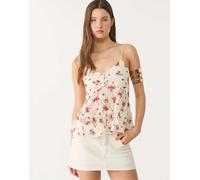 Stradivarius - Blonde - Top in pizzo color vaniglia con spalline sottili-Bianco S