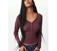 Stradivarius - Blusa rossa con bottoni-Rosso M