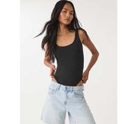 Stradivarius - Body arricciato in poliammide nero M