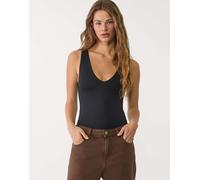 Stradivarius - Body in poliammide nero con scollo a V M